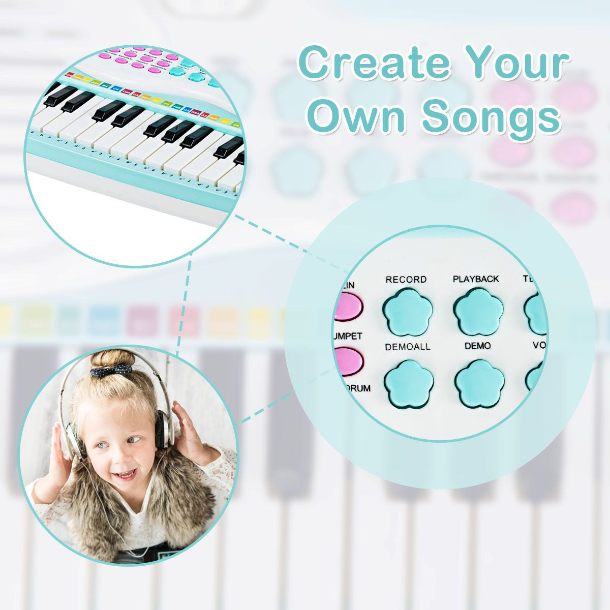 37 Keys Electronic Musical Instrument with Microphone