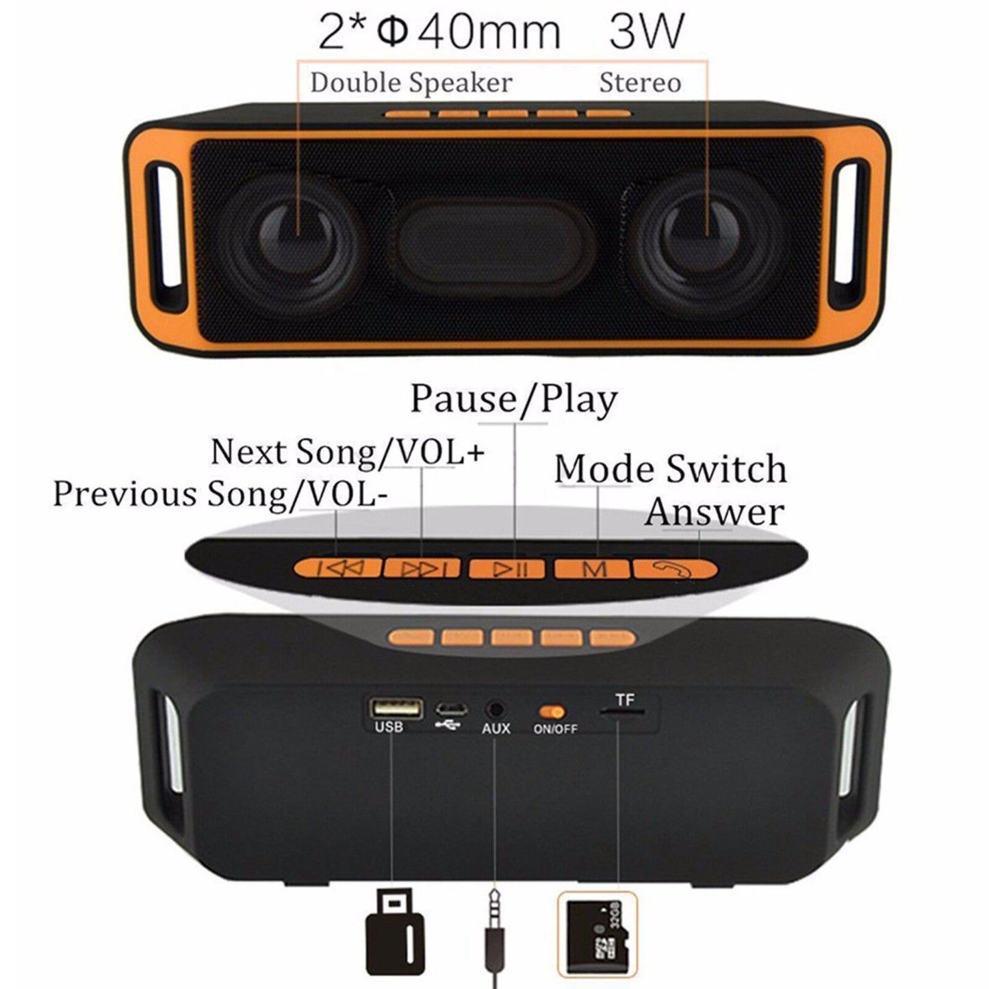 WIRELESS BLUETOOTH SPEAKER HIGH BASS PORTABLE INDOOR OUTDOOR STEREO LOUDSPEAKER