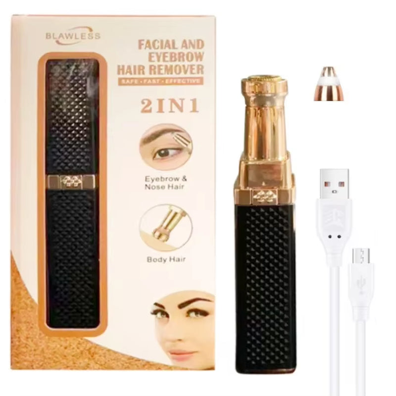 2 in 1 Women'S Electric Epilator USB Charging Portable Hair Remover Bikini Painless Shaver for Women Body Facial Eyebrow Trimmer
