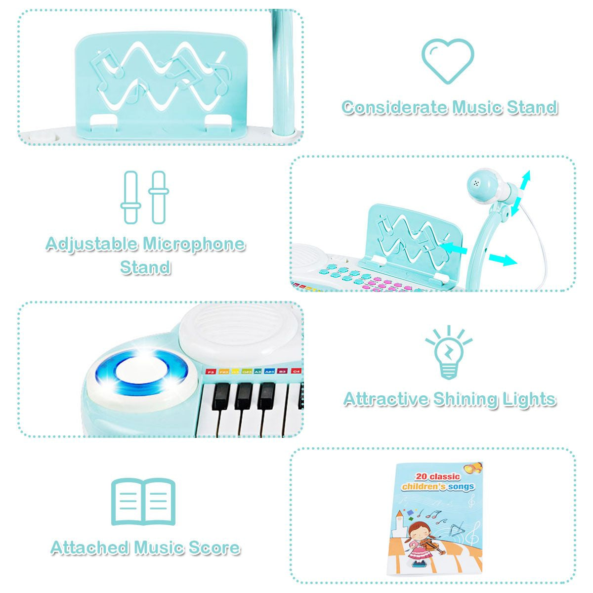 37 Keys Electronic Musical Instrument with Microphone
