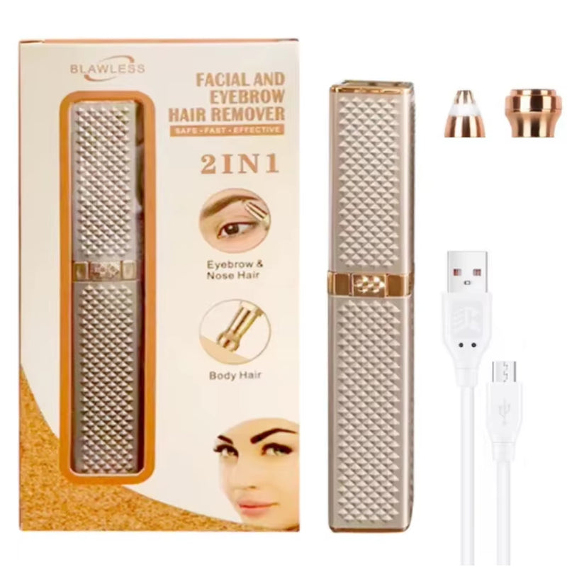 2 in 1 Women'S Electric Epilator USB Charging Portable Hair Remover Bikini Painless Shaver for Women Body Facial Eyebrow Trimmer