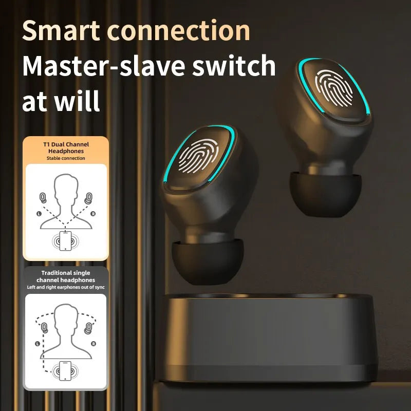 Wireless Bluetooth Headset Touch Light Mini High Quality Earplugs anti Sweat HD Sound Quality Stereo Universal Headset