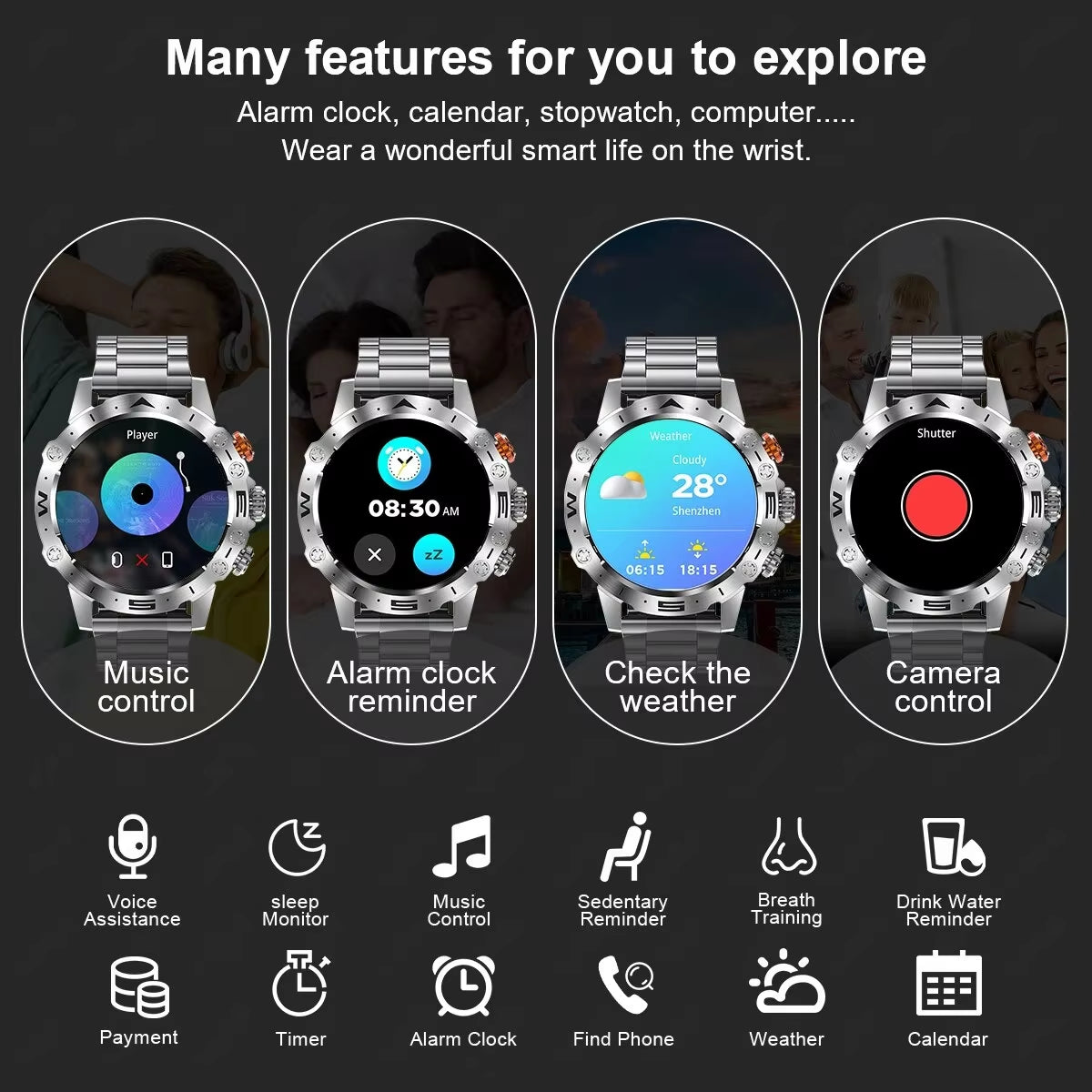 Bluetooth Call Smartwatch for Men Outdoor Sports Waterproof Watches Custom Dials Real Heart Rate Monitoring Smart Watch Man