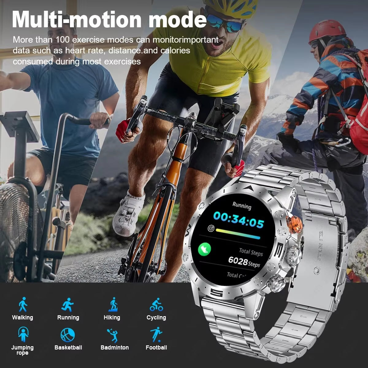 Bluetooth Call Smartwatch for Men Outdoor Sports Waterproof Watches Custom Dials Real Heart Rate Monitoring Smart Watch Man