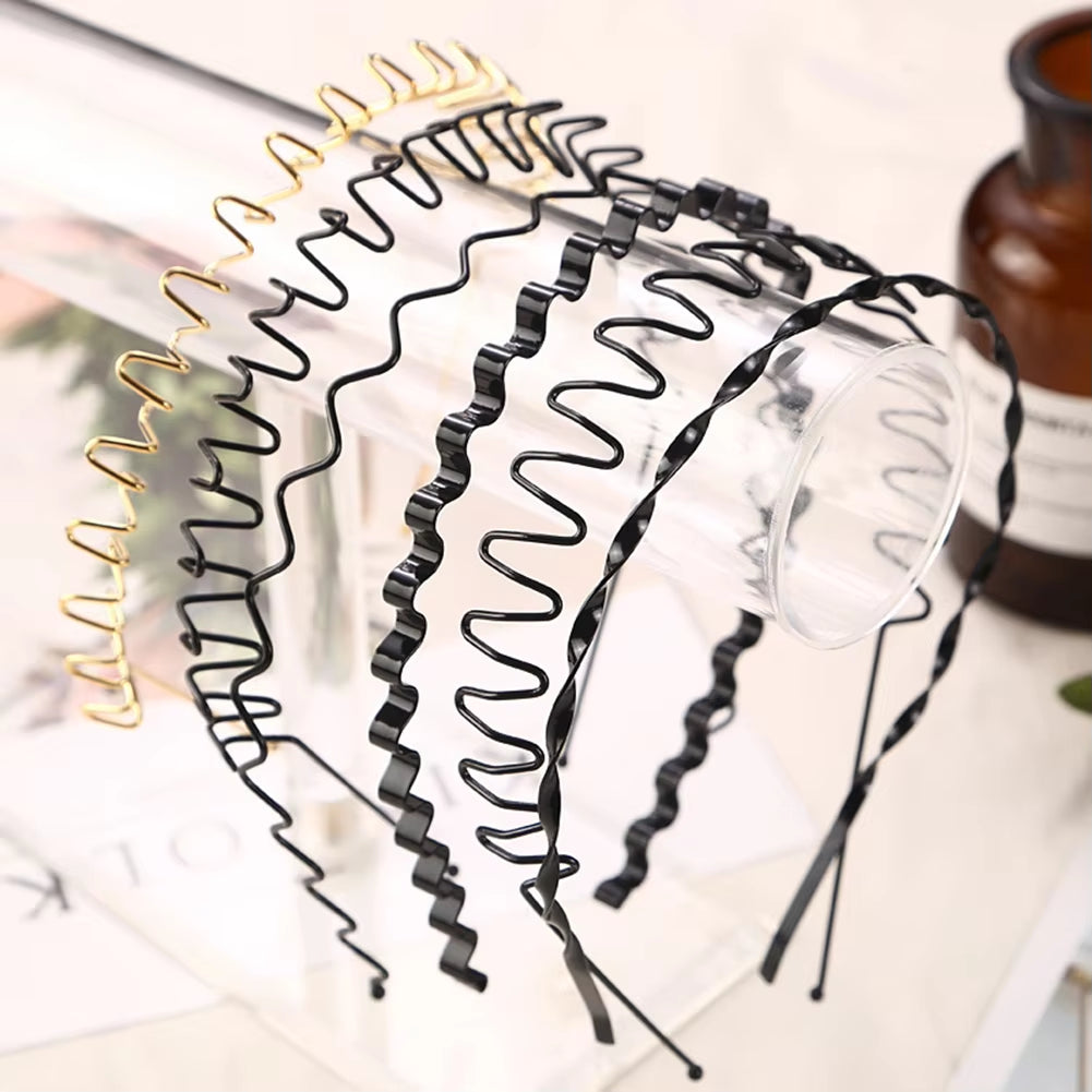 Men Women Unisex Black Metal Wavy Headband Hair Band Head Hoop Band Sport Headbands Headwear Hairband Hair Accessories