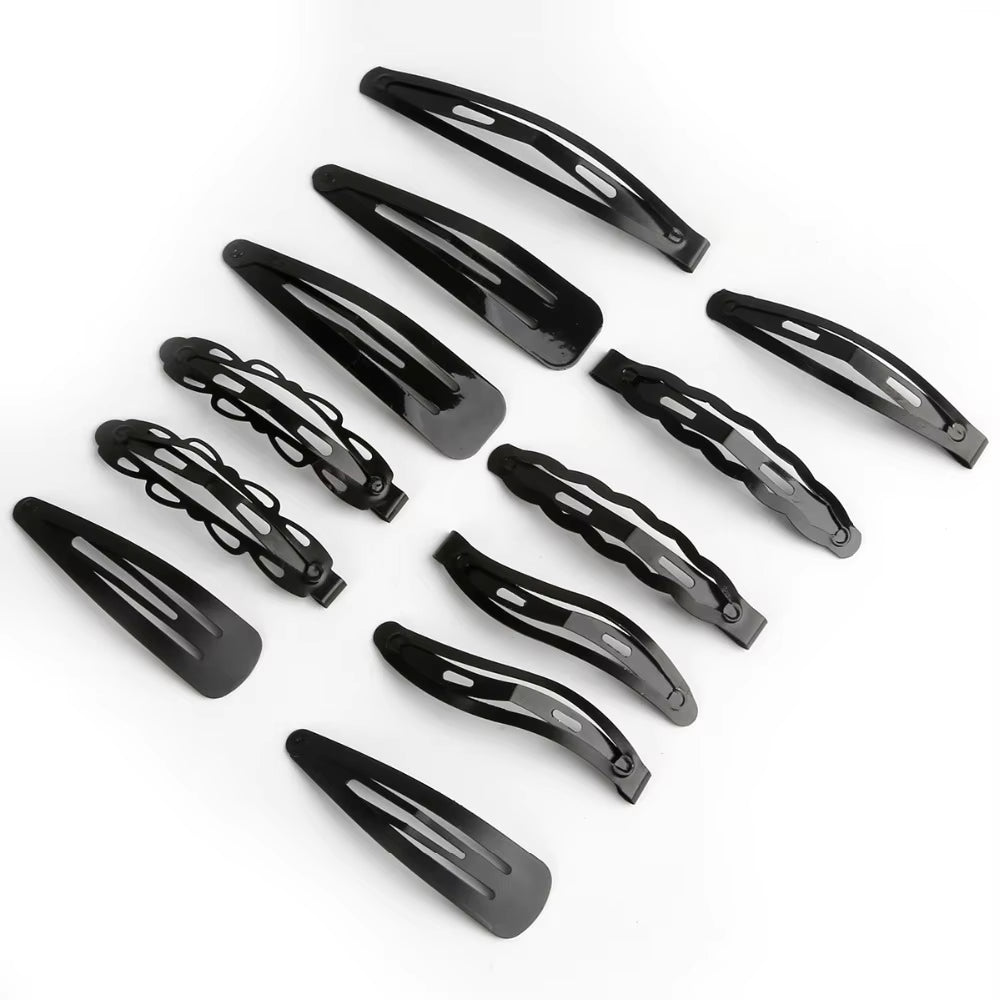 Black Sample 12Pcs/Set Metal Hair Barrettes Hairpins BB Headbands Hair Clips for Girls Womens Hairgrips Hair Styling Accessories