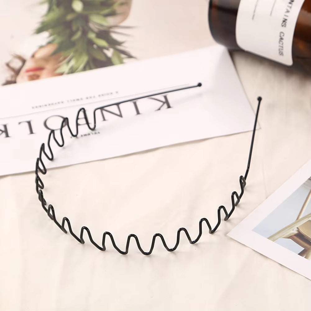 Men Women Unisex Black Metal Wavy Headband Hair Band Head Hoop Band Sport Headbands Headwear Hairband Hair Accessories
