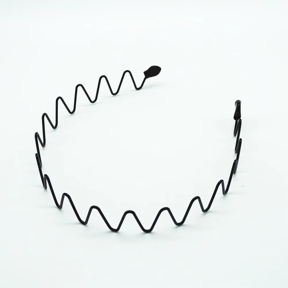 Men Women Unisex Black Metal Wavy Headband Hair Band Head Hoop Band Sport Headbands Headwear Hairband Hair Accessories