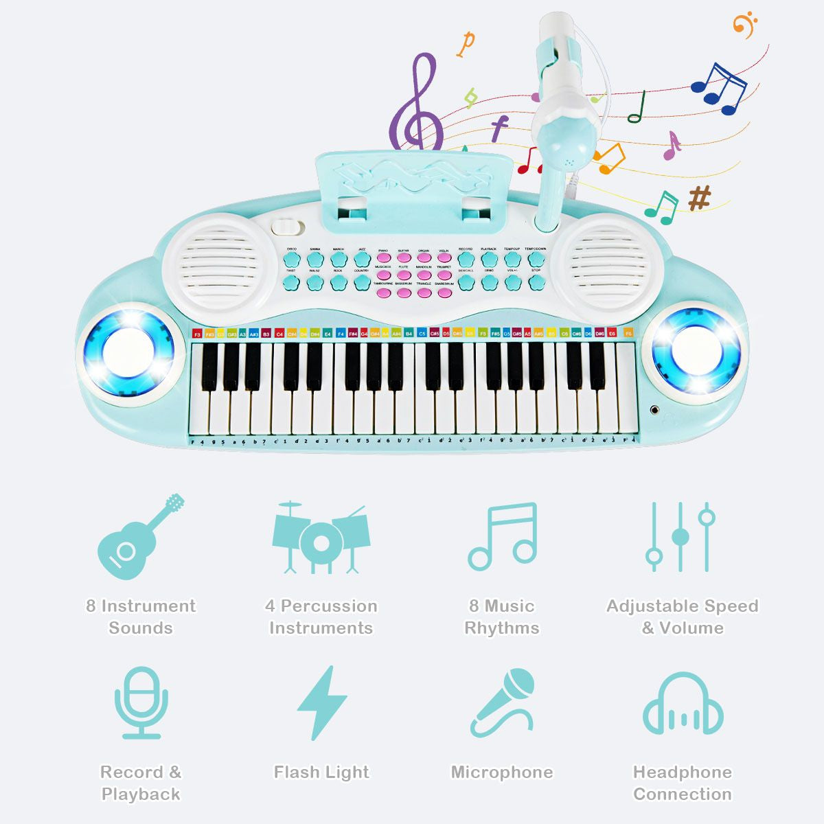 37 Keys Electronic Musical Instrument with Microphone