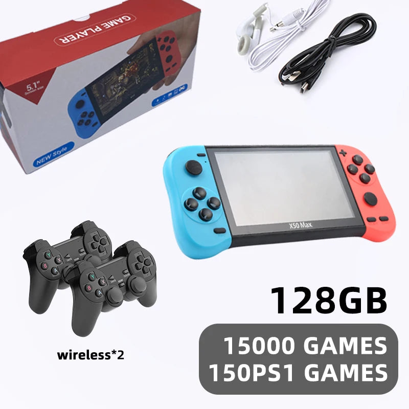 X50 MAX Handheld Game Console for PS1 Retro Games Kids Video Game Player for GBA/SNES Portable Audio Gaming Console