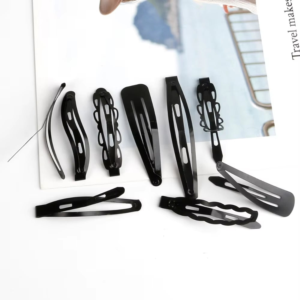 Black Sample 12Pcs/Set Metal Hair Barrettes Hairpins BB Headbands Hair Clips for Girls Womens Hairgrips Hair Styling Accessories