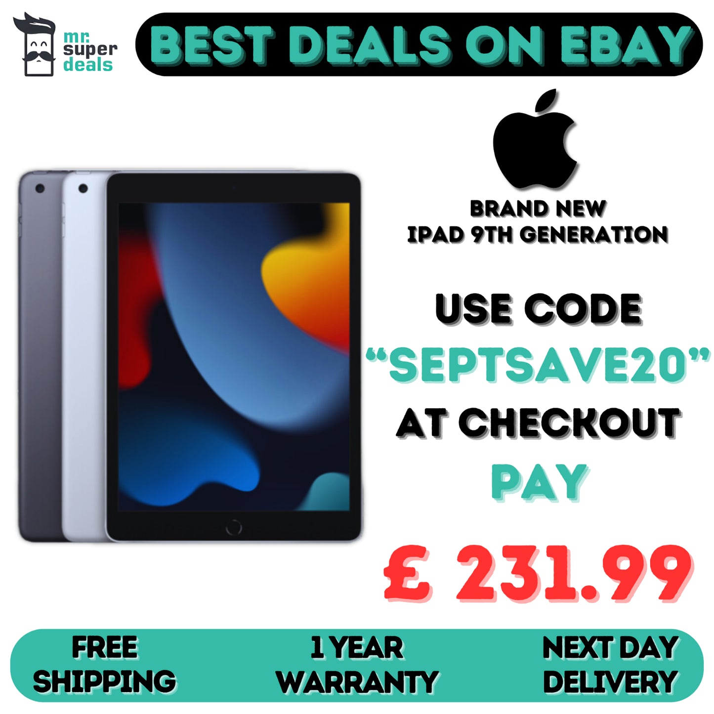 NEW Apple Ipad 9Th Generation 2021 10.2 Inch 64GB Wi-Fi Only - SEALED