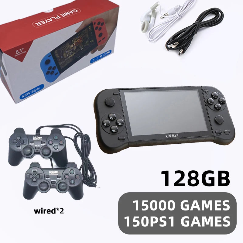 X50 MAX Handheld Game Console for PS1 Retro Games Kids Video Game Player for GBA/SNES Portable Audio Gaming Console