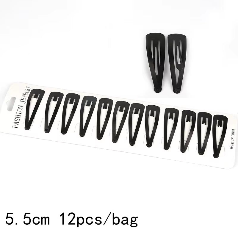 Black Sample 12Pcs/Set Metal Hair Barrettes Hairpins BB Headbands Hair Clips for Girls Womens Hairgrips Hair Styling Accessories