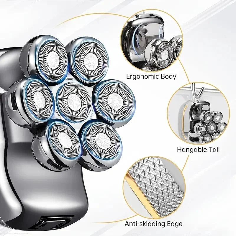 Intelligent Electric Seven Blade Shaver, Multifunctional and Fast Hair Clipper, Precise MEN'S Shaving Experience