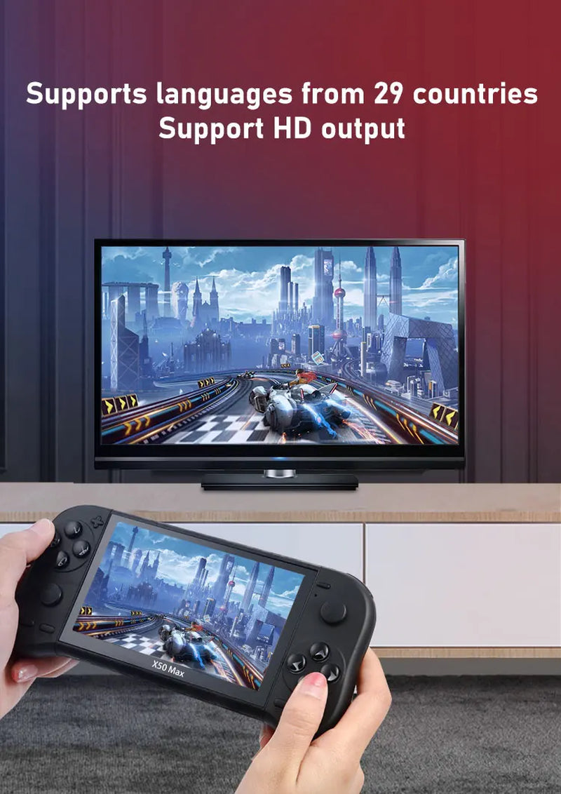 X50 MAX Handheld Game Console for PS1 Retro Games Kids Video Game Player for GBA/SNES Portable Audio Gaming Console
