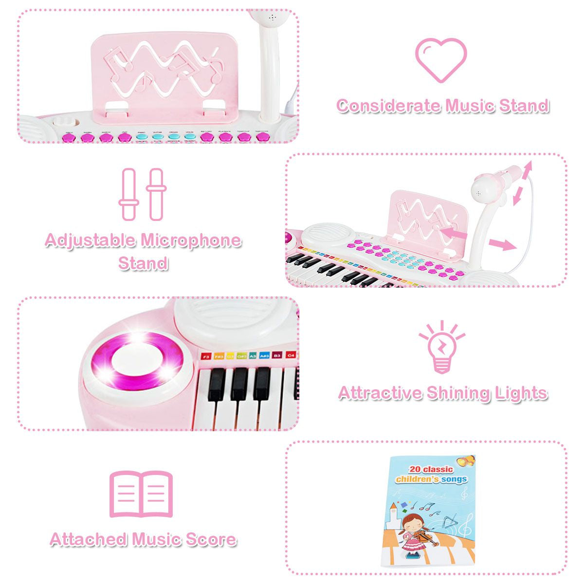 37 Keys Electronic Musical Instrument with Microphone