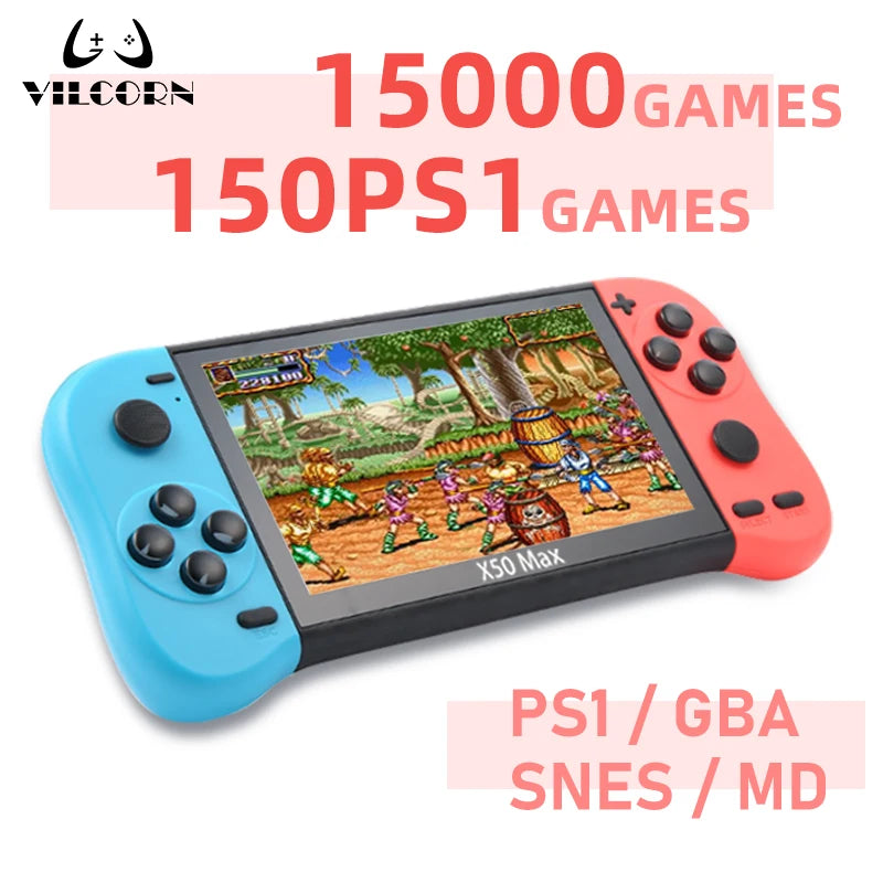 X50 MAX Handheld Game Console for PS1 Retro Games Kids Video Game Player for GBA/SNES Portable Audio Gaming Console