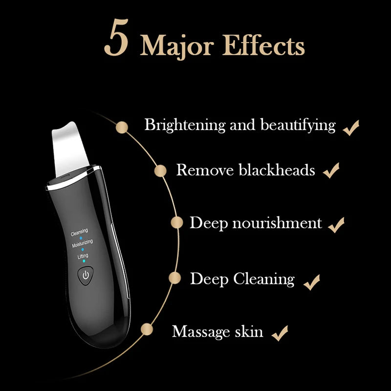 Mini Ultrasonic Facial Skin Scrubber Cleaner Ion Acne Blackhead Remover Peeling Shovel Beauty Facial Massager Skin Care Tools