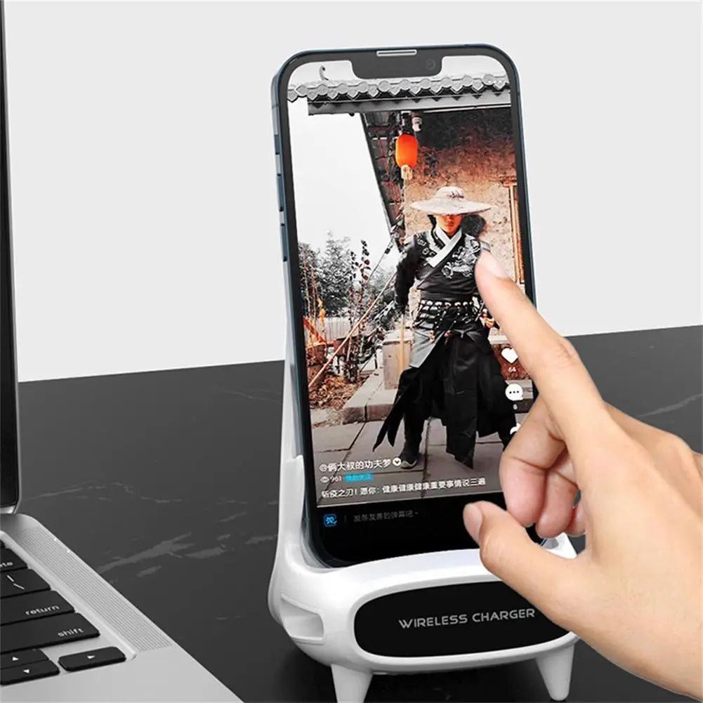 Multifunctional Portable Mini Chair Sound Desk Creative Mobile Phone Holder 15W Fast Charge Wireless Charger Office Desk Stand