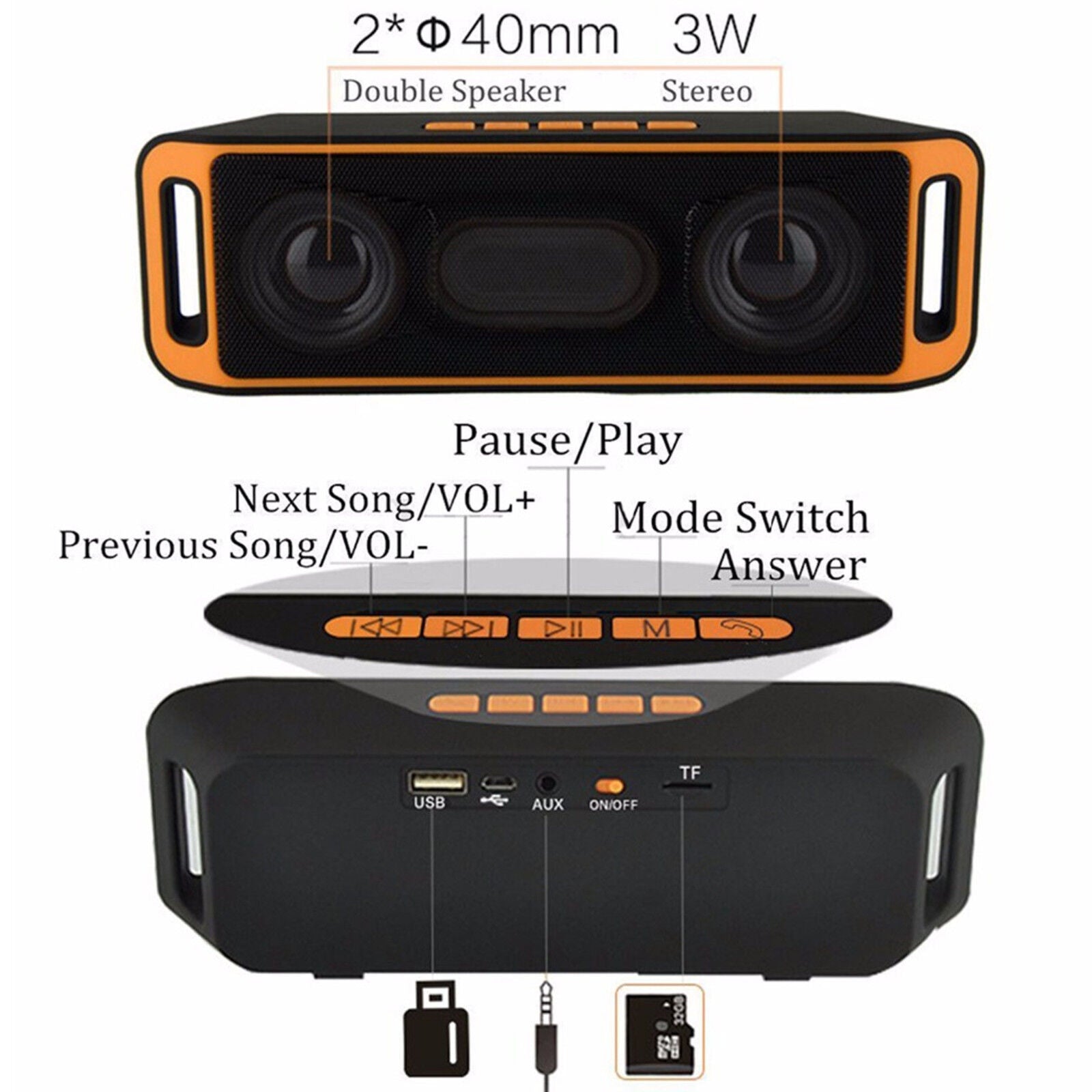 WIRELESS BLUETOOTH SPEAKER HIGH BASS PORTABLE INDOOR OUTDOOR STEREO LOUDSPEAKER