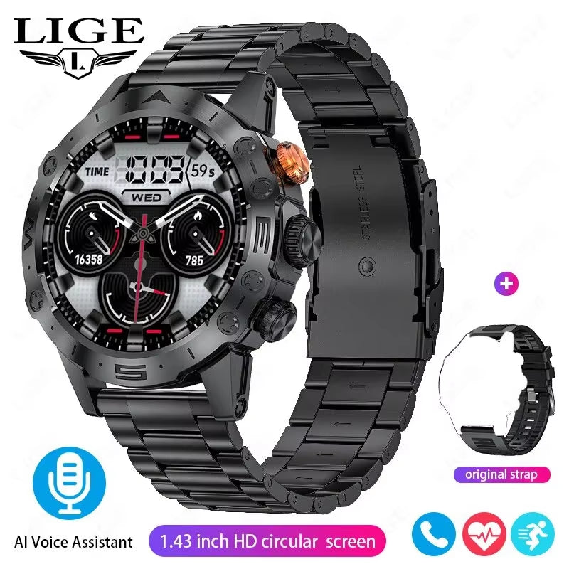 Bluetooth Call Smartwatch for Men Outdoor Sports Waterproof Watches Custom Dials Real Heart Rate Monitoring Smart Watch Man