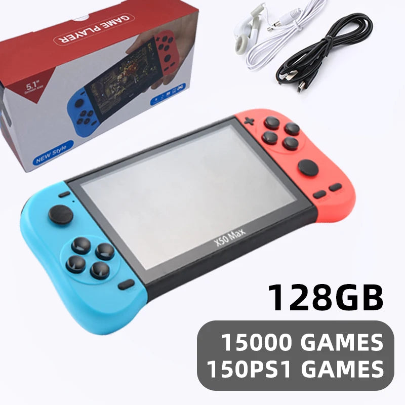 X50 MAX Handheld Game Console for PS1 Retro Games Kids Video Game Player for GBA/SNES Portable Audio Gaming Console