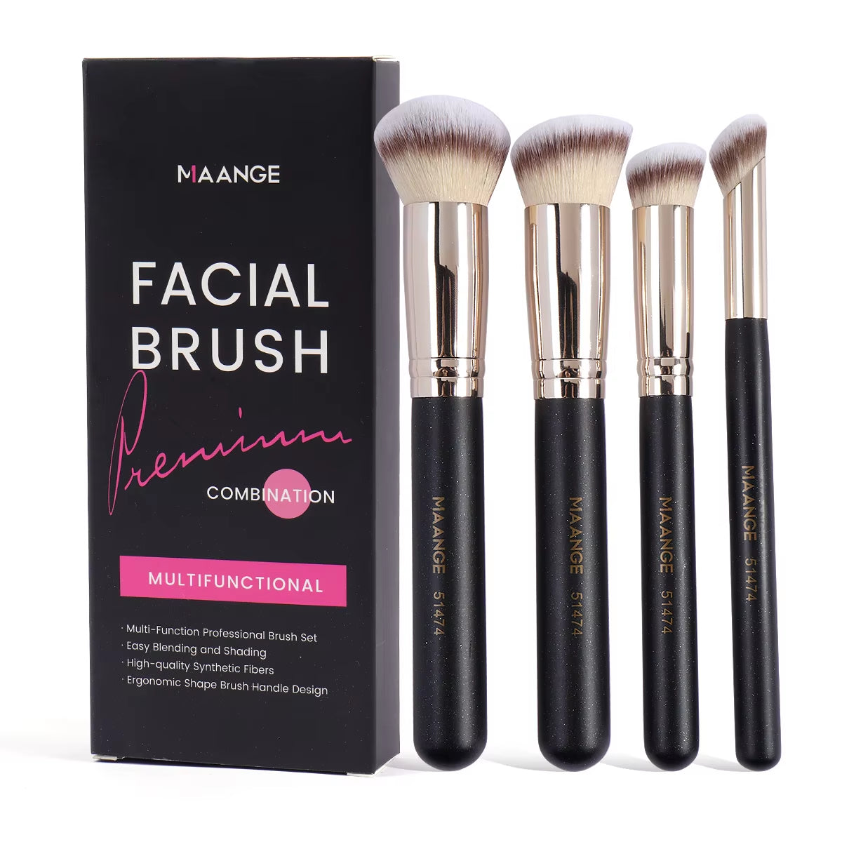 Gift Box 4 Pieces Face Makeup Brushes Kit Foundation Concealer Soft Bristles Flawless Beauty Tool for Women Facial Makeup