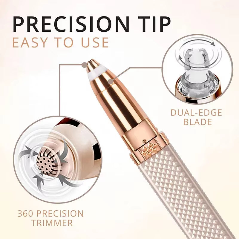 2 in 1 Women'S Electric Epilator USB Charging Portable Hair Remover Bikini Painless Shaver for Women Body Facial Eyebrow Trimmer