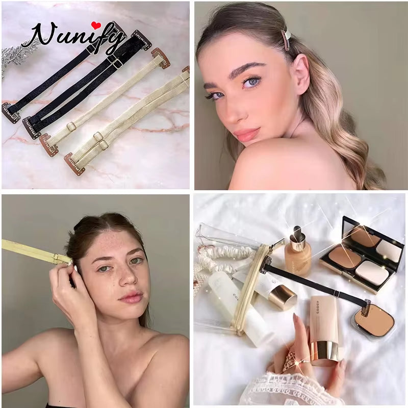 Hair Band with Clip Stretching Straps for Preventing Hair from Covering Eyes & Face Adjustable Elastic Band for Long Hair