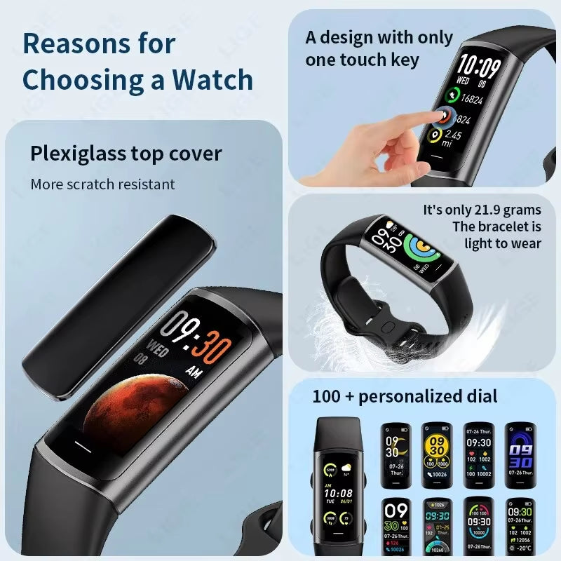 New Fashion Smartwatch Men Women Temperature Blood Oxygen Monitoring Bracelet Sports Waterproof Smart Watch for Man Laides