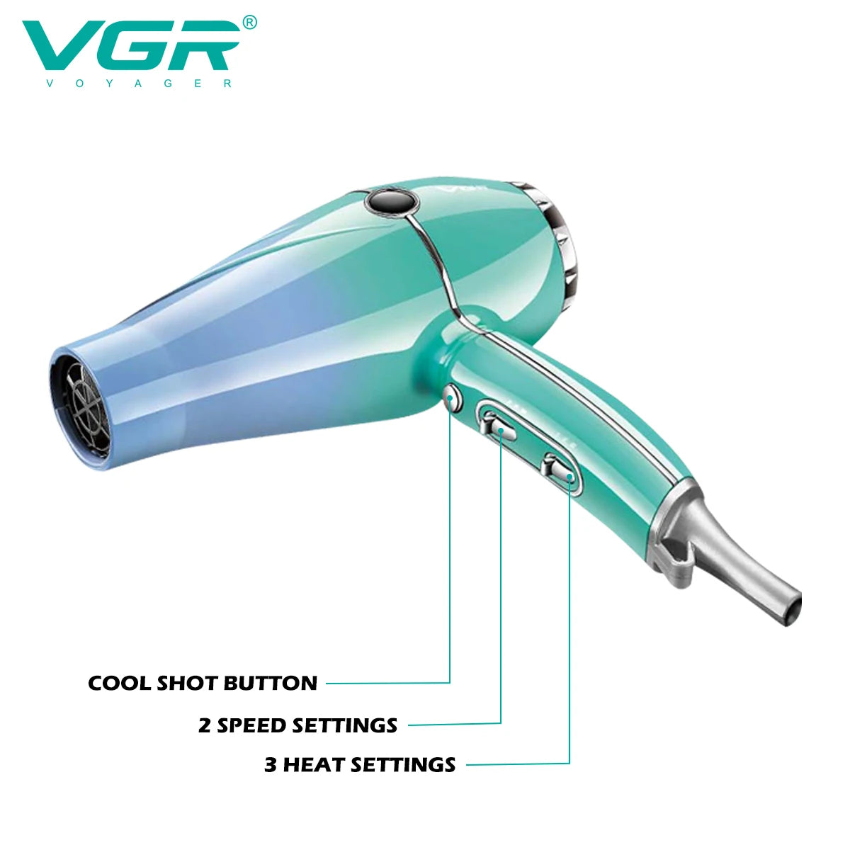 Hair Dryer Professional Air Blower Hot and Cold Adjustment Hair Dryer Machine Powerful Hair Salon for Household Use V-452