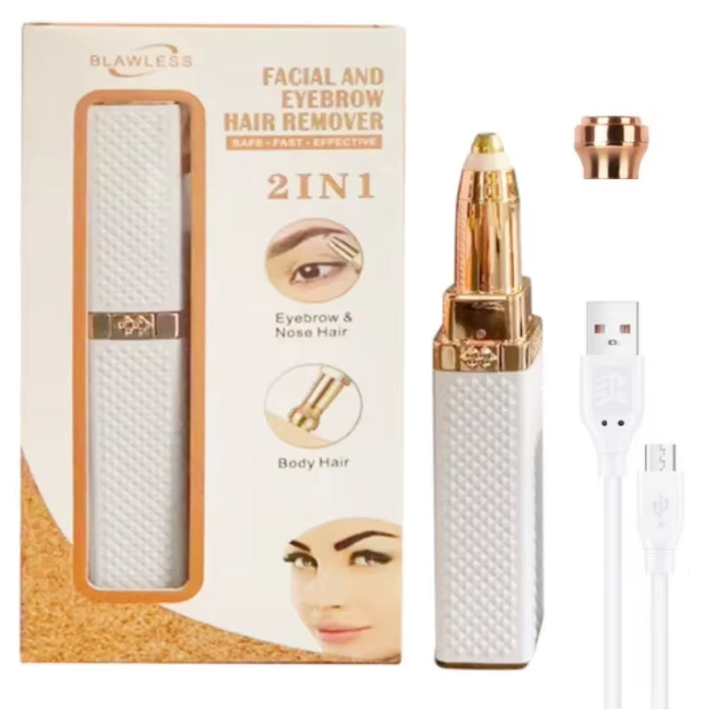 2 in 1 Women'S Electric Epilator USB Charging Portable Hair Remover Bikini Painless Shaver for Women Body Facial Eyebrow Trimmer