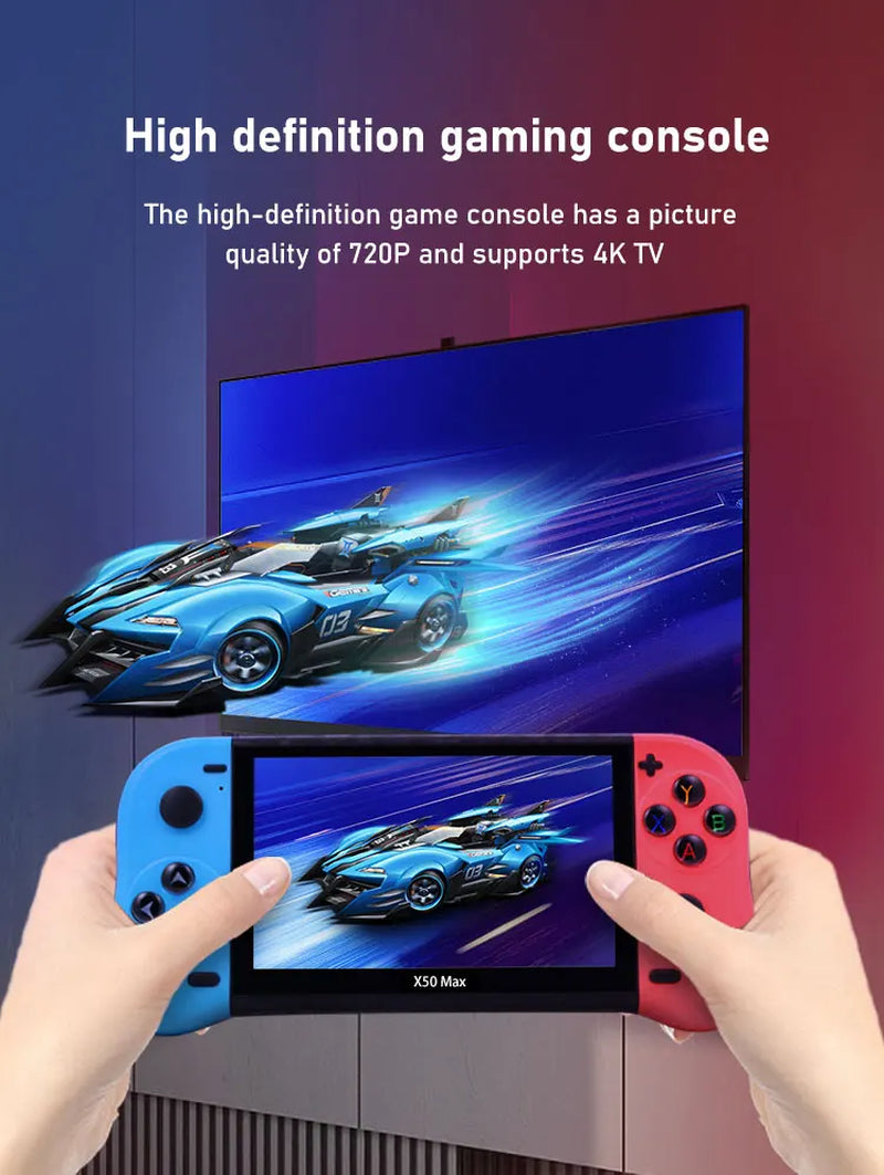 X50 MAX Handheld Game Console for PS1 Retro Games Kids Video Game Player for GBA/SNES Portable Audio Gaming Console