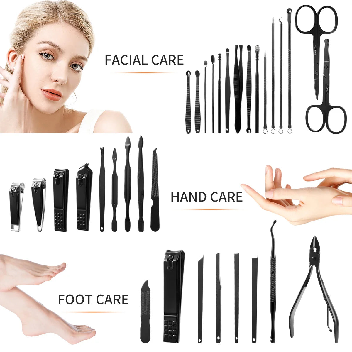 Manicure Set Pedicure Nail Clippers Set 7/32Pcs Professional Grooming Tools Including Facial Fingernails and Toenails Nail Care
