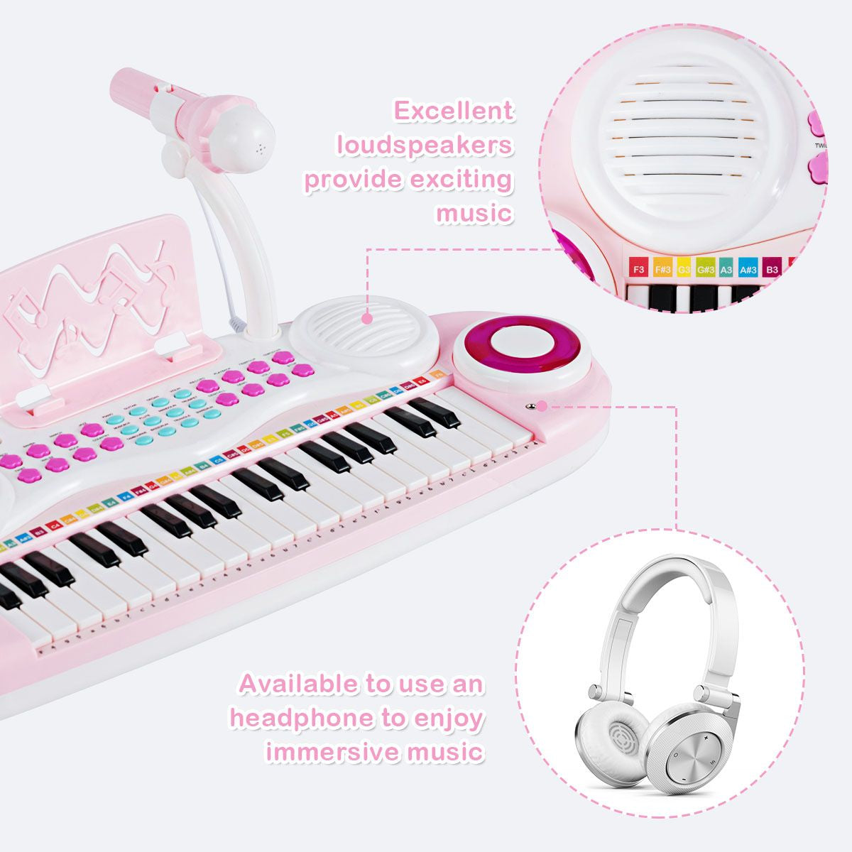 37 Keys Electronic Musical Instrument with Microphone