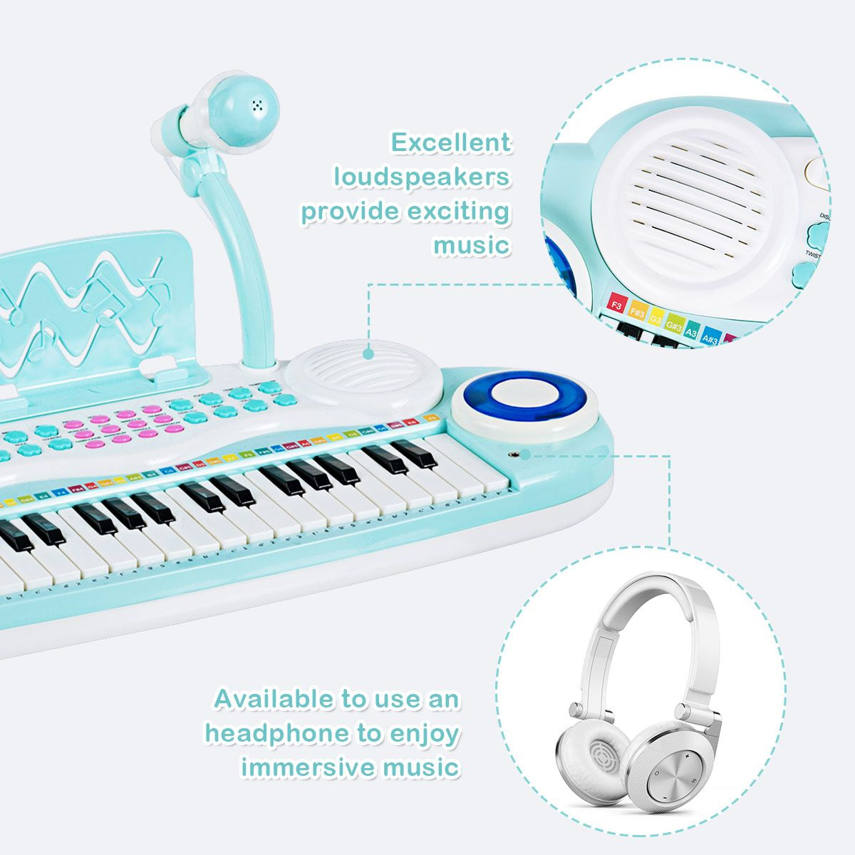 37 Keys Electronic Musical Instrument with Microphone