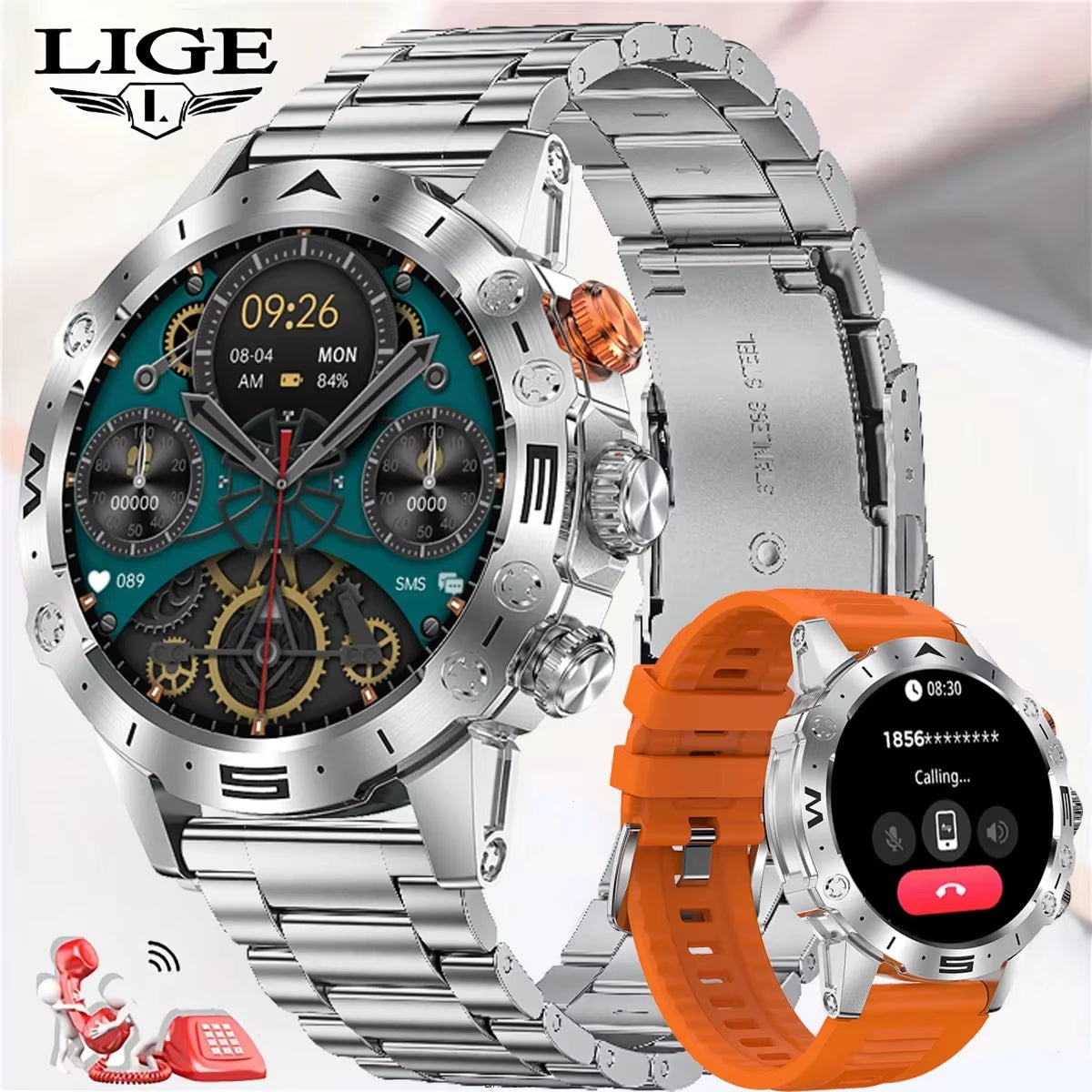 Bluetooth Call Smartwatch for Men Outdoor Sports Waterproof Watches Custom Dials Real Heart Rate Monitoring Smart Watch Man