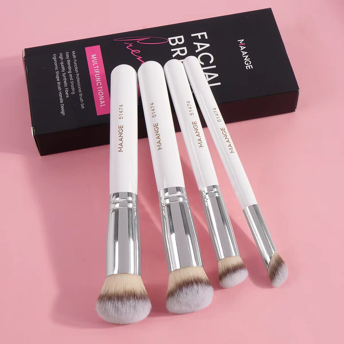 Gift Box 4 Pieces Face Makeup Brushes Kit Foundation Concealer Soft Bristles Flawless Beauty Tool for Women Facial Makeup