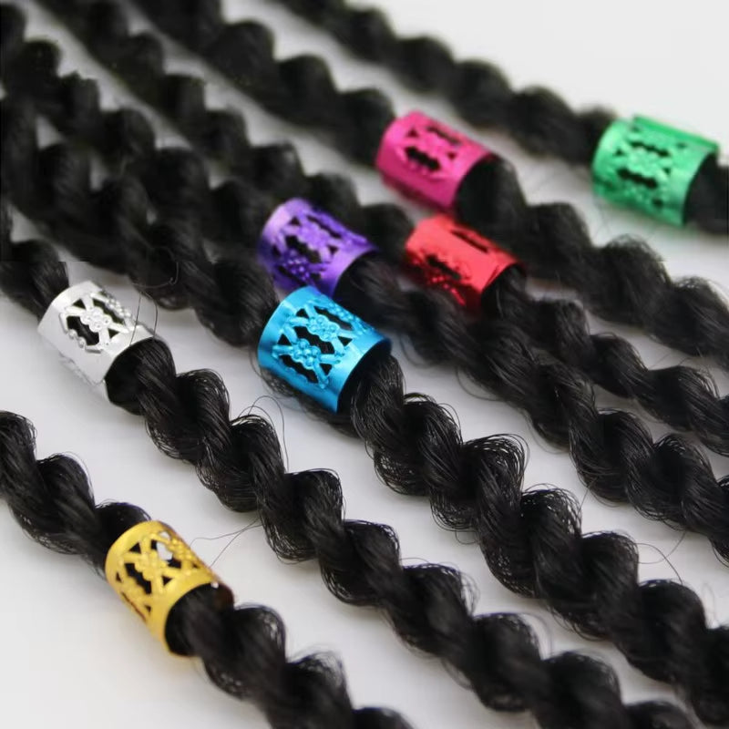 100Pcs Gold and Silver Dreadlock Hair Rings Adjustable Cuff Clip Hair Braids Dirty Braids Beads Hairpin Jewelry Hair Accessories