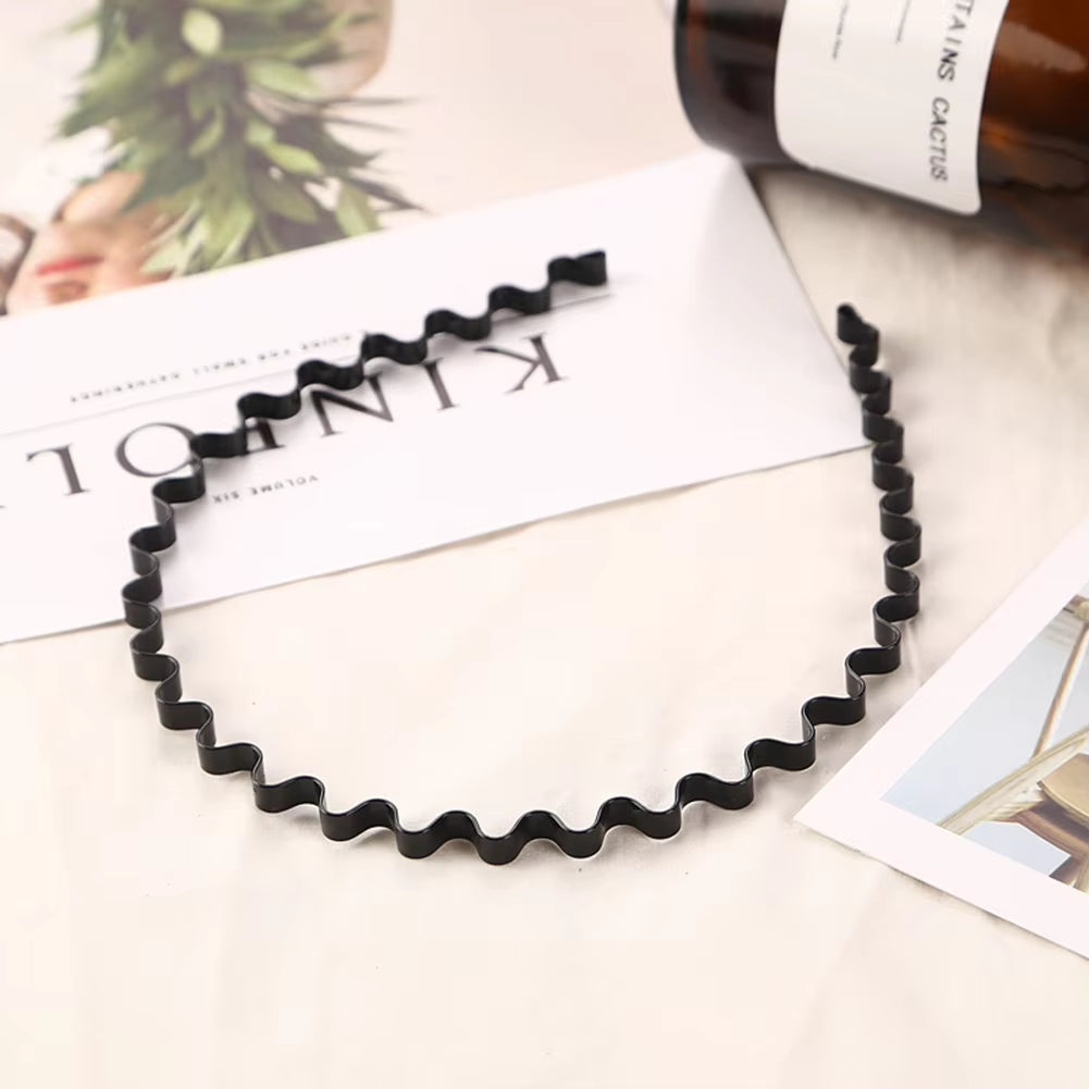 Men Women Unisex Black Metal Wavy Headband Hair Band Head Hoop Band Sport Headbands Headwear Hairband Hair Accessories