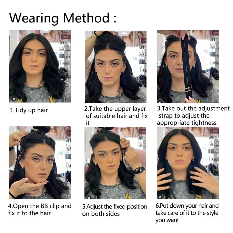 Hair Band with Clip Stretching Straps for Preventing Hair from Covering Eyes & Face Adjustable Elastic Band for Long Hair