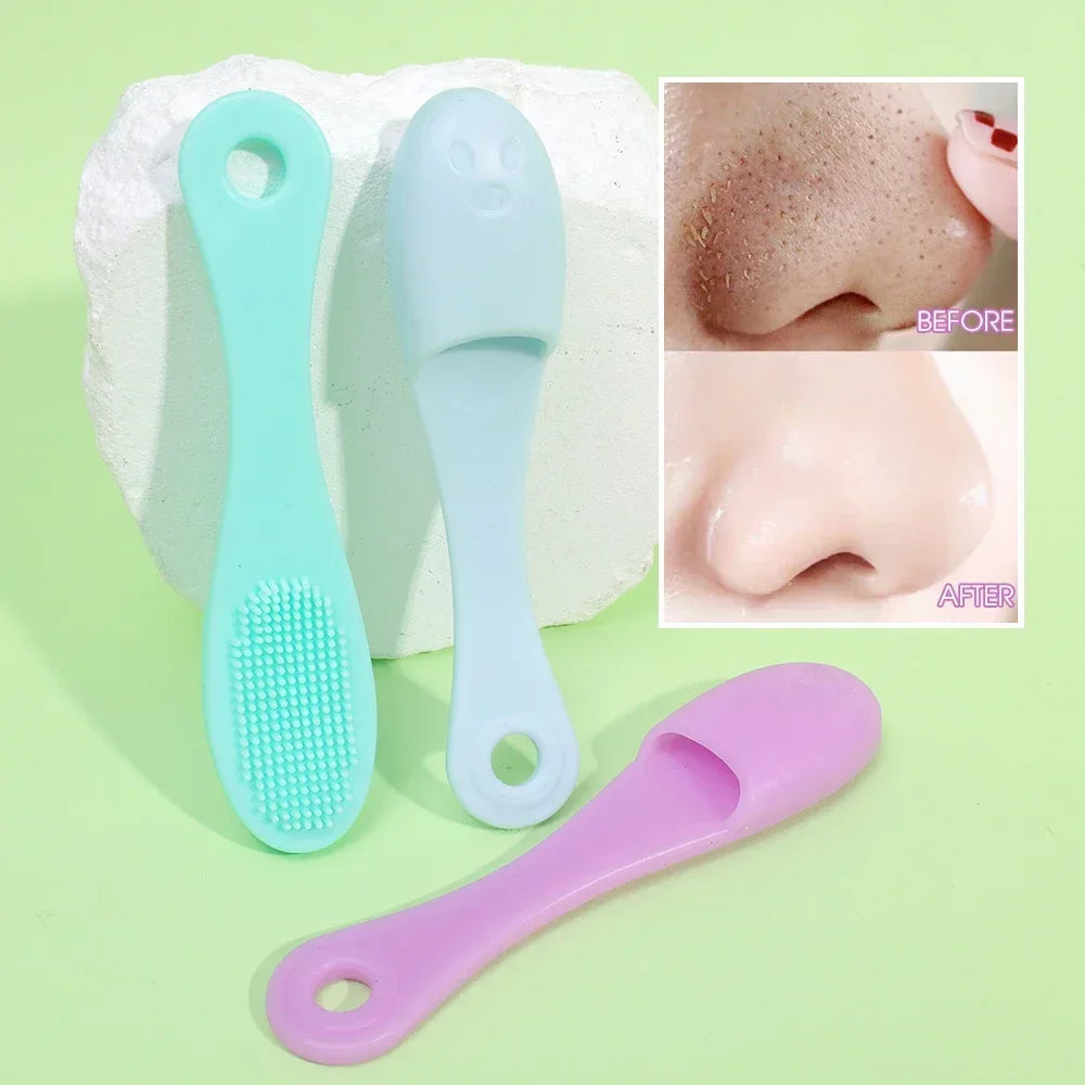 Silicone Nose Brush Facial Pore Cleaner Portable Blackhead Double-Sided Massage Brushes Beauty Cleaning Tool Facial Nasal Scrub