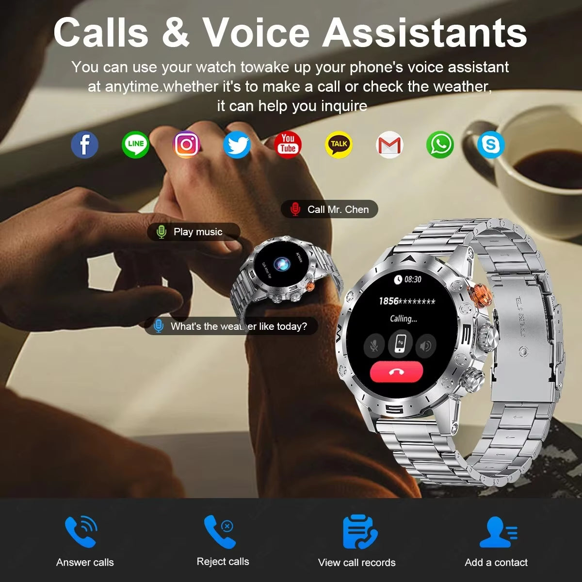 Bluetooth Call Smartwatch for Men Outdoor Sports Waterproof Watches Custom Dials Real Heart Rate Monitoring Smart Watch Man