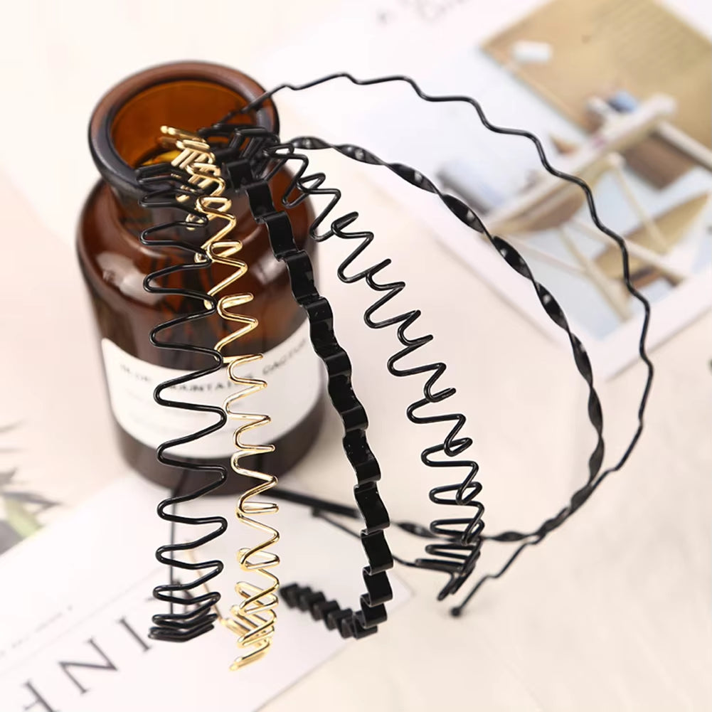 Men Women Unisex Black Metal Wavy Headband Hair Band Head Hoop Band Sport Headbands Headwear Hairband Hair Accessories