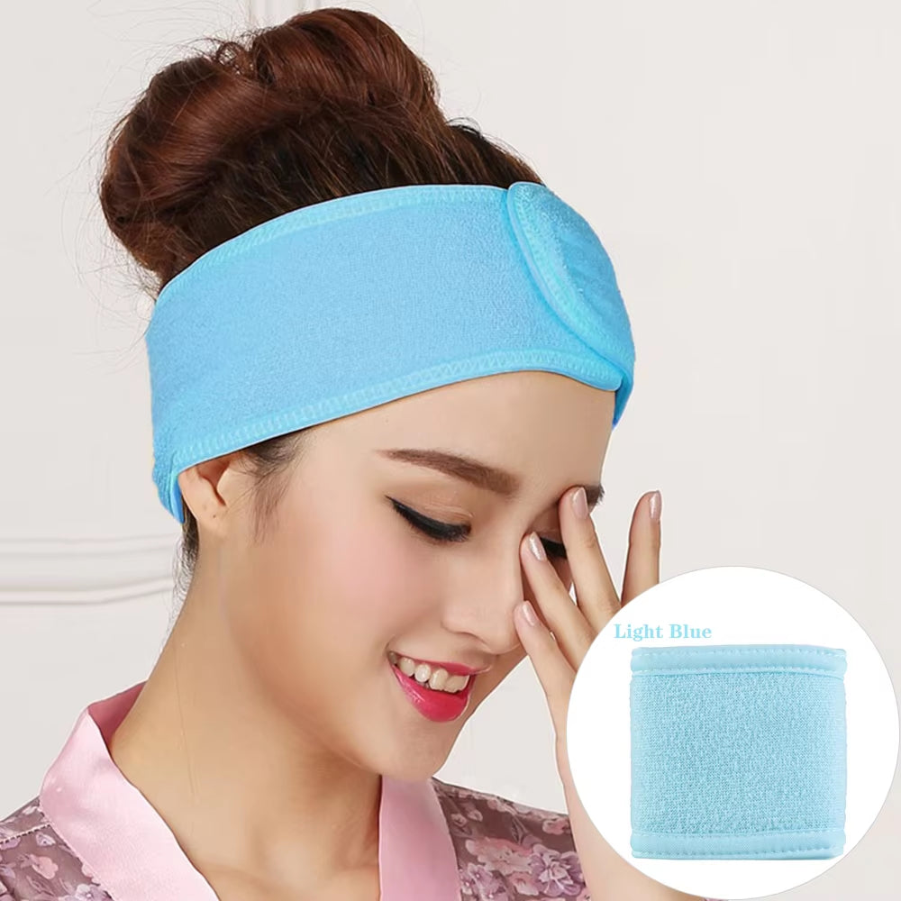 Adjustable Wide Hairband Makeup Head Band Toweling Hair Wrap Shower Cap Stretch Salon SPA Facial Headband Make up Accessories