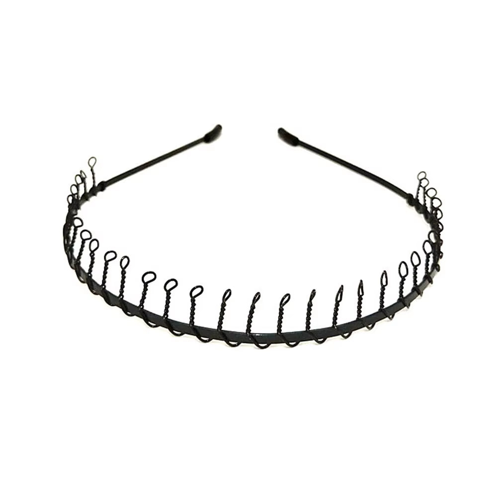 Men Women Unisex Black Metal Wavy Headband Hair Band Head Hoop Band Sport Headbands Headwear Hairband Hair Accessories