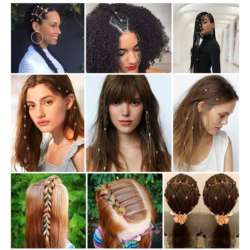 100Pcs Gold and Silver Dreadlock Hair Rings Adjustable Cuff Clip Hair Braids Dirty Braids Beads Hairpin Jewelry Hair Accessories