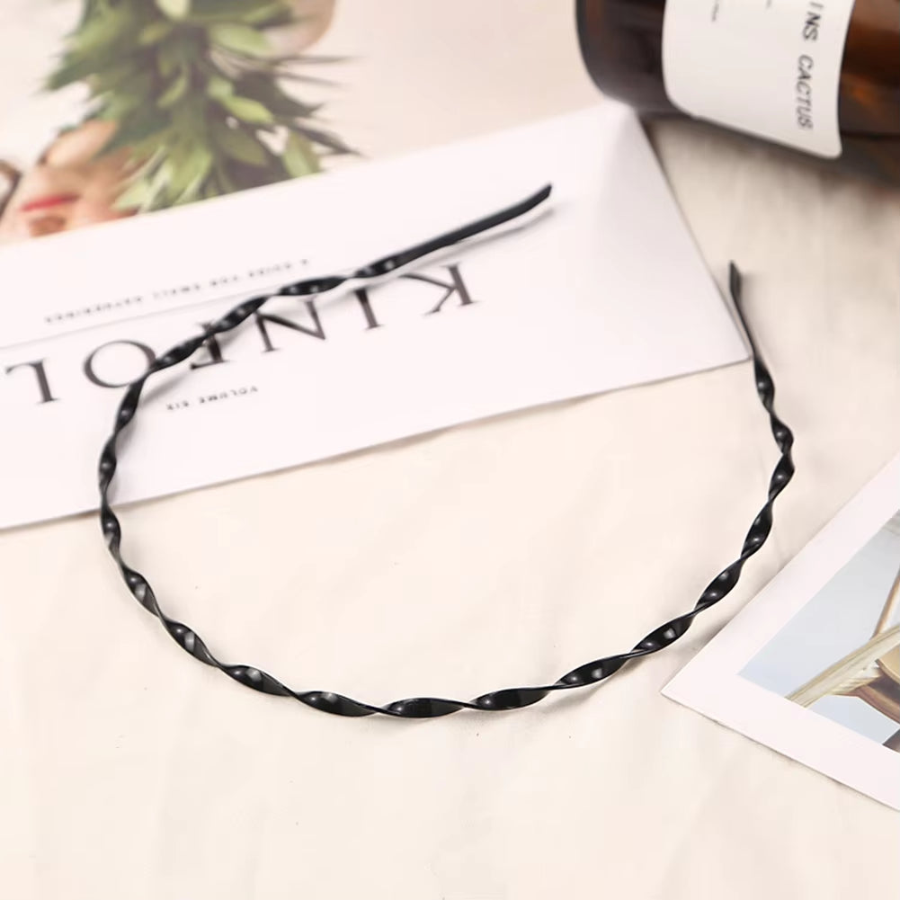 Men Women Unisex Black Metal Wavy Headband Hair Band Head Hoop Band Sport Headbands Headwear Hairband Hair Accessories